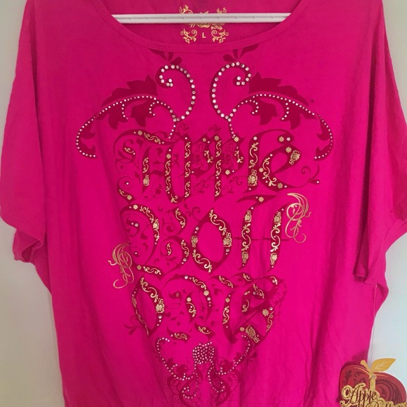 ‘Blinged’ out Apple Bottom top (bright fuchsia) L - Picture 1 of 5